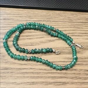 Faceted Emerald Necklace with Sterling Silver Beads